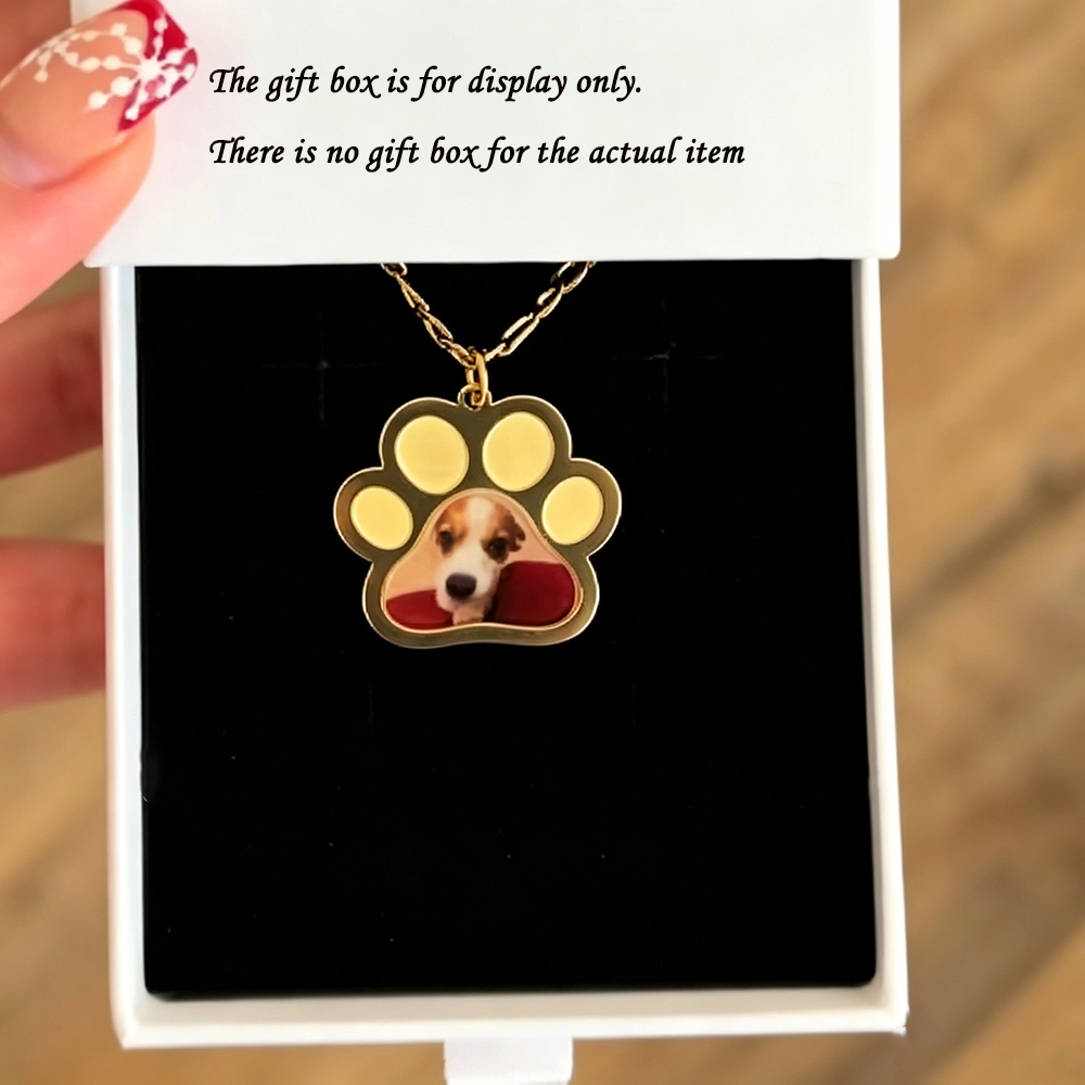 Custom Name Necklace Stainless Steel - Collier personnalisé avec photo d'empreintes de