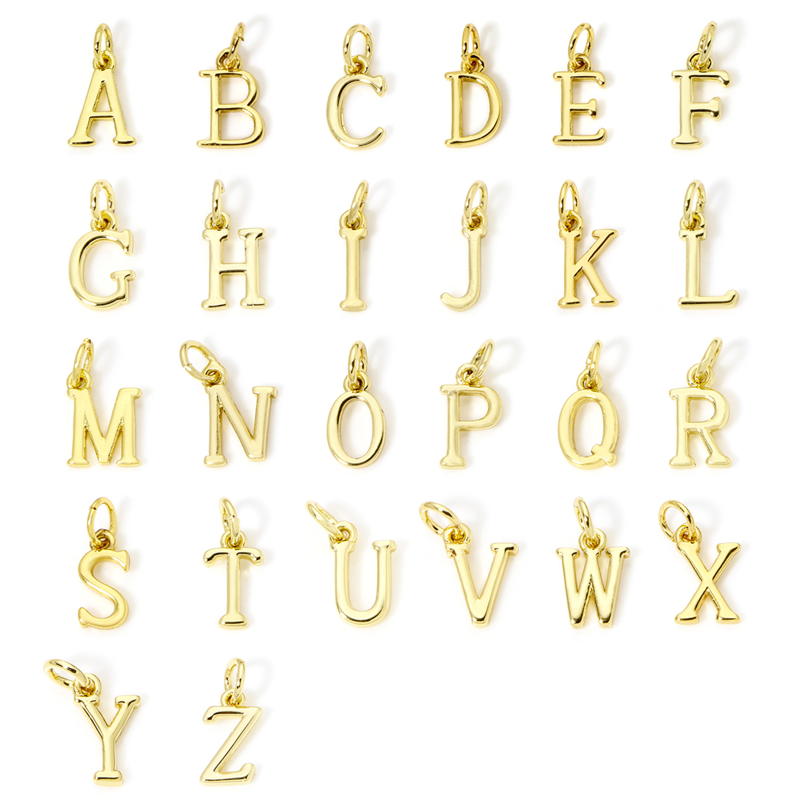 Initial Letter Necklace 18K Gold - 5 pièces breloques en laiton plaqué