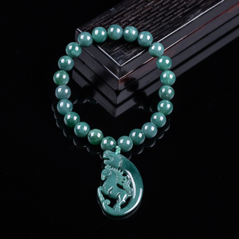 Bracelets - Bracelet en jadeite naturelle bleu eau