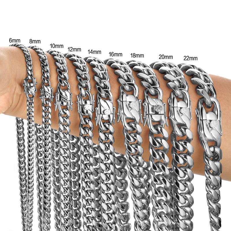 Cuban Link Chain 12Mm - SION L-Gourmette Cubaine en Acier Inoxydable