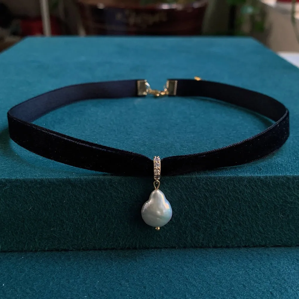 Pearl Choker Necklace Vintage - Collier ras du cou en velours