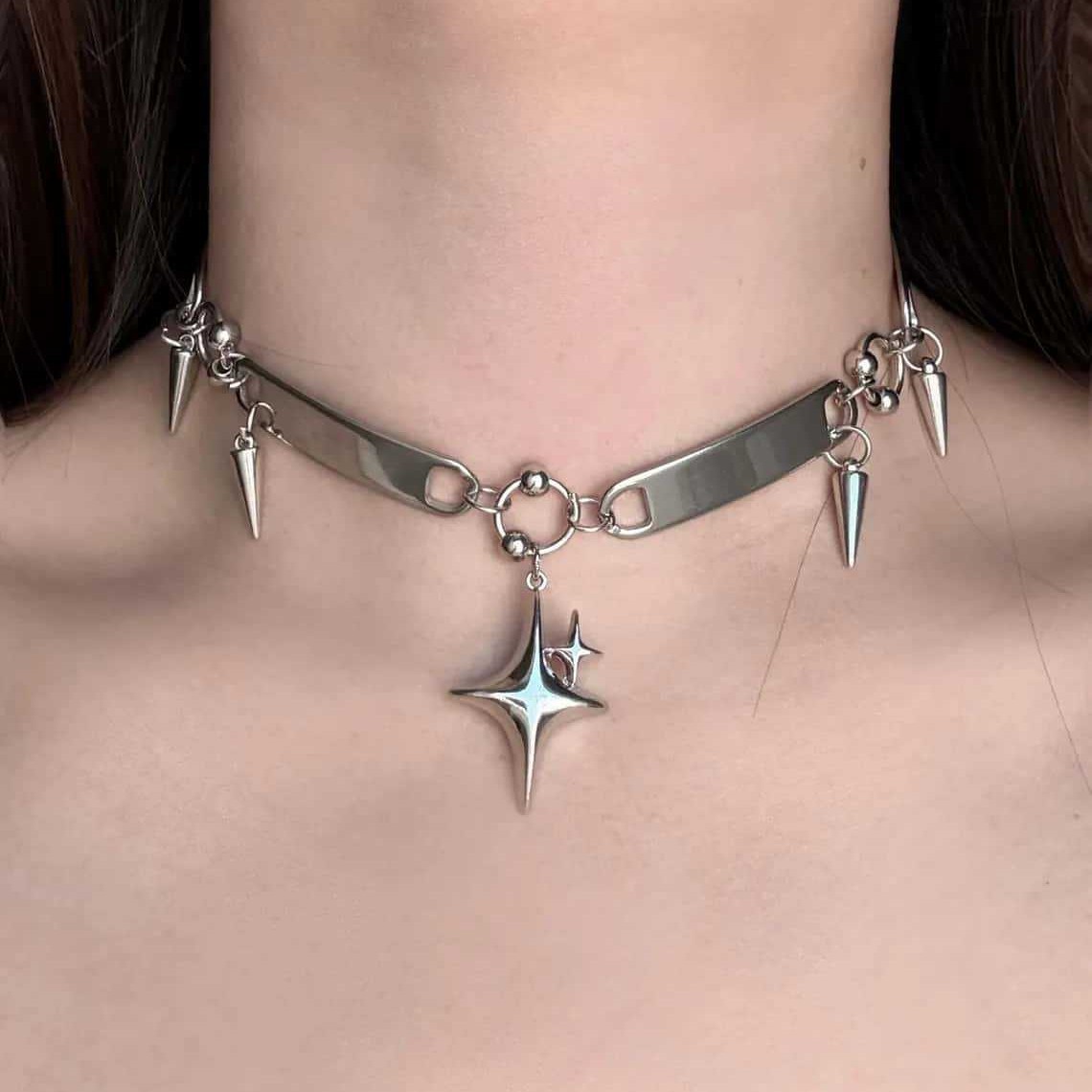Goth Punk Spike Choker - Collier ras du cou riveté Punk