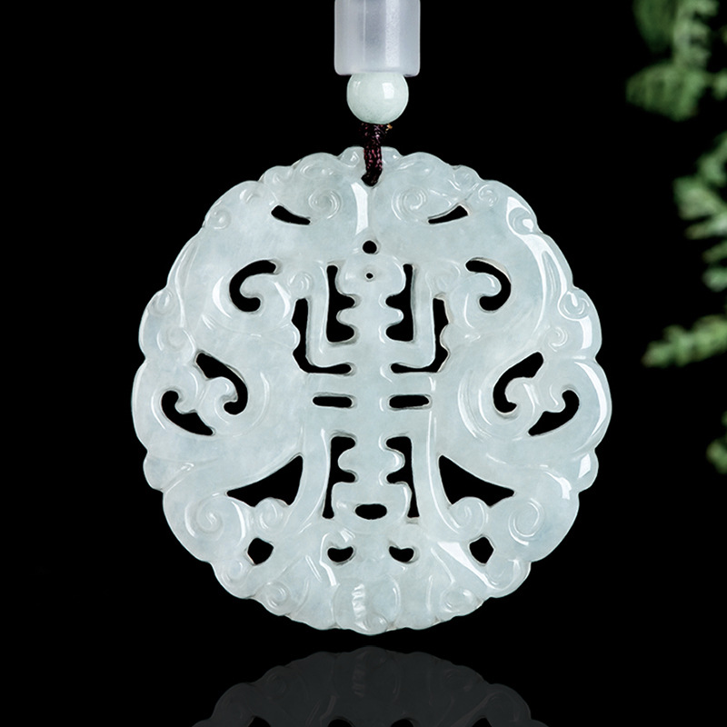 Necklaces - Collier pendentif dragon en jadéite birmane,