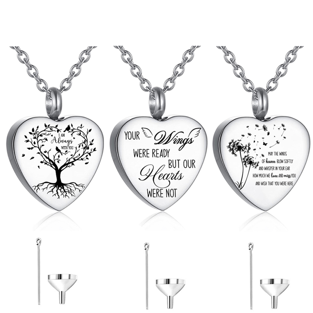 Heart Locket Necklace Photo - Collier d'urne en acier inoxydable, 3
