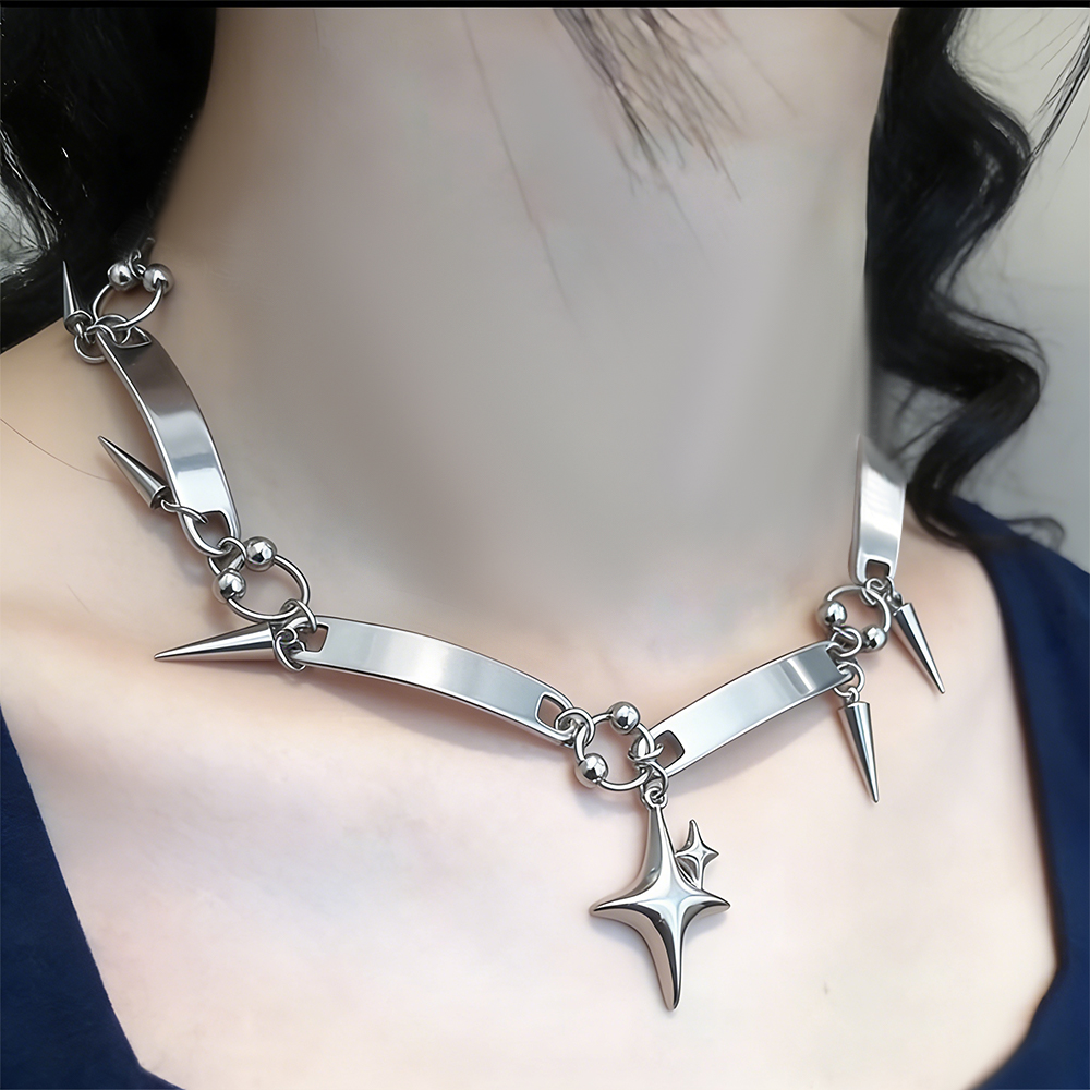Goth Punk Spike Choker - Collier ras du cou Y2K à