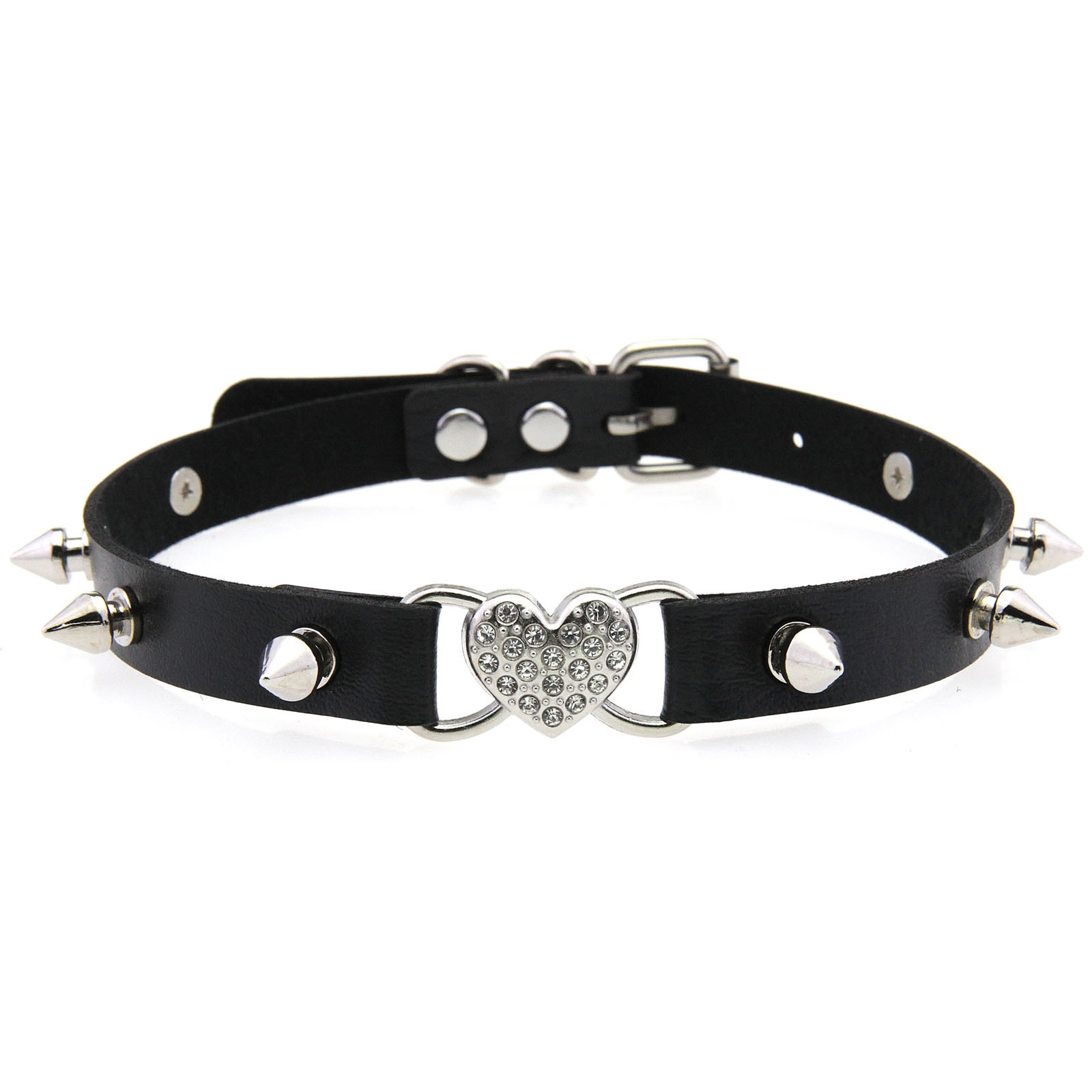 Goth Punk Spike Choker - Collier gothique en forme de cœur