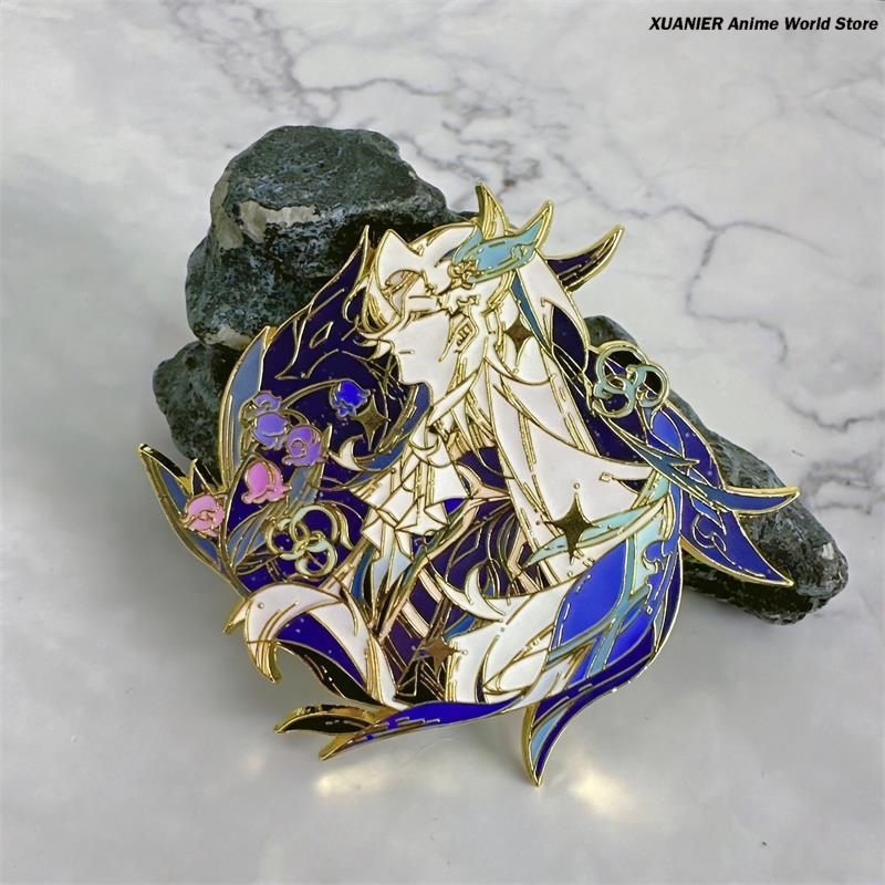Anime Pendant Necklace - Badge métallique Anime Neuvillette Genshin Impact,