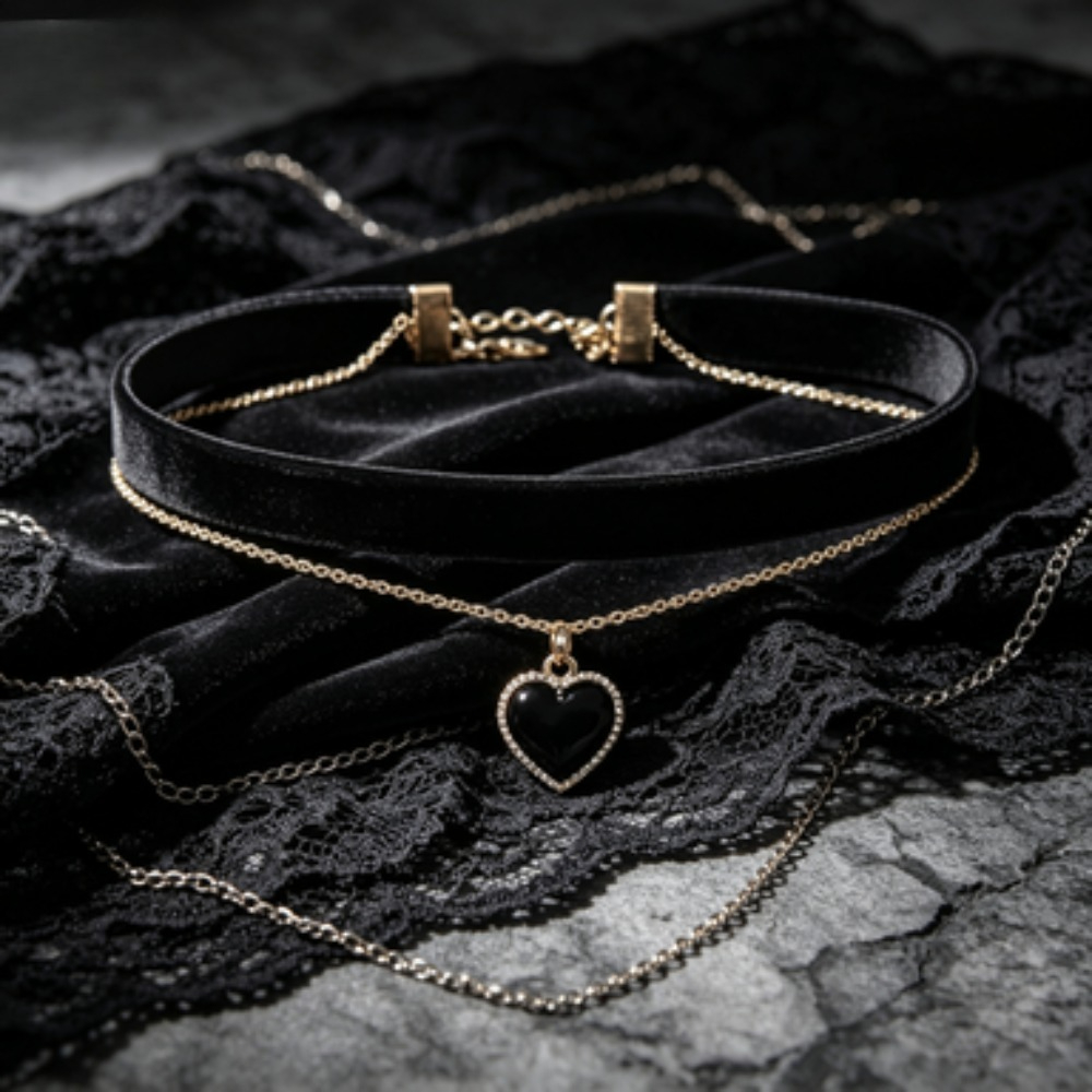 Layered Pendant Necklace Aesthetic - Collier ras du cou multicouche avec