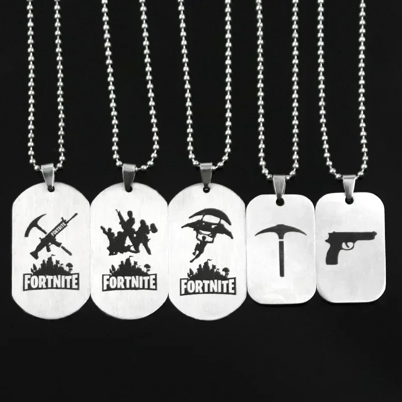Anime Pendant Necklace - Collier Fortnite Anime en Acier Inoxydable,