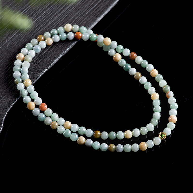 Bracelets - Bracelet-collier en perles de jadéite birmane,