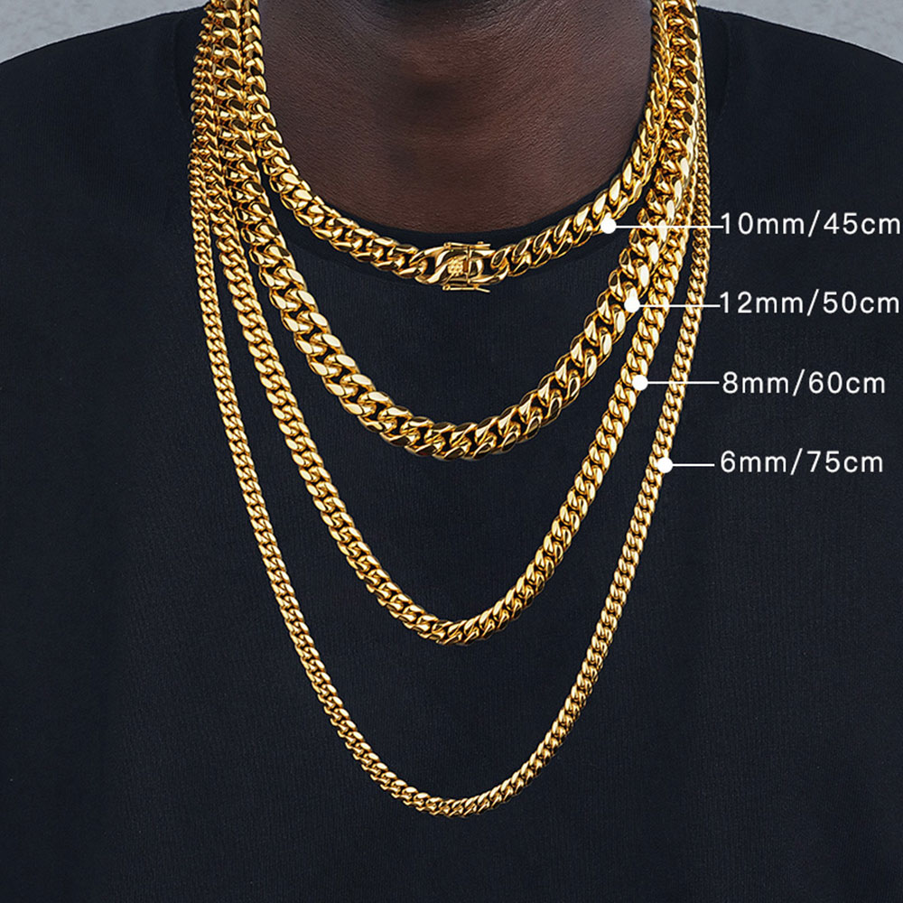 Cuban Link Chain 12Mm - Collier Hip-Hop pour hommes, couleur or