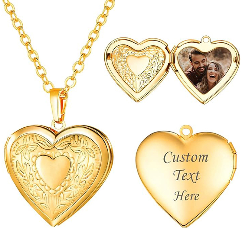 Heart Locket Necklace Photo - Collier avec pendentif personnalisé, collier avec