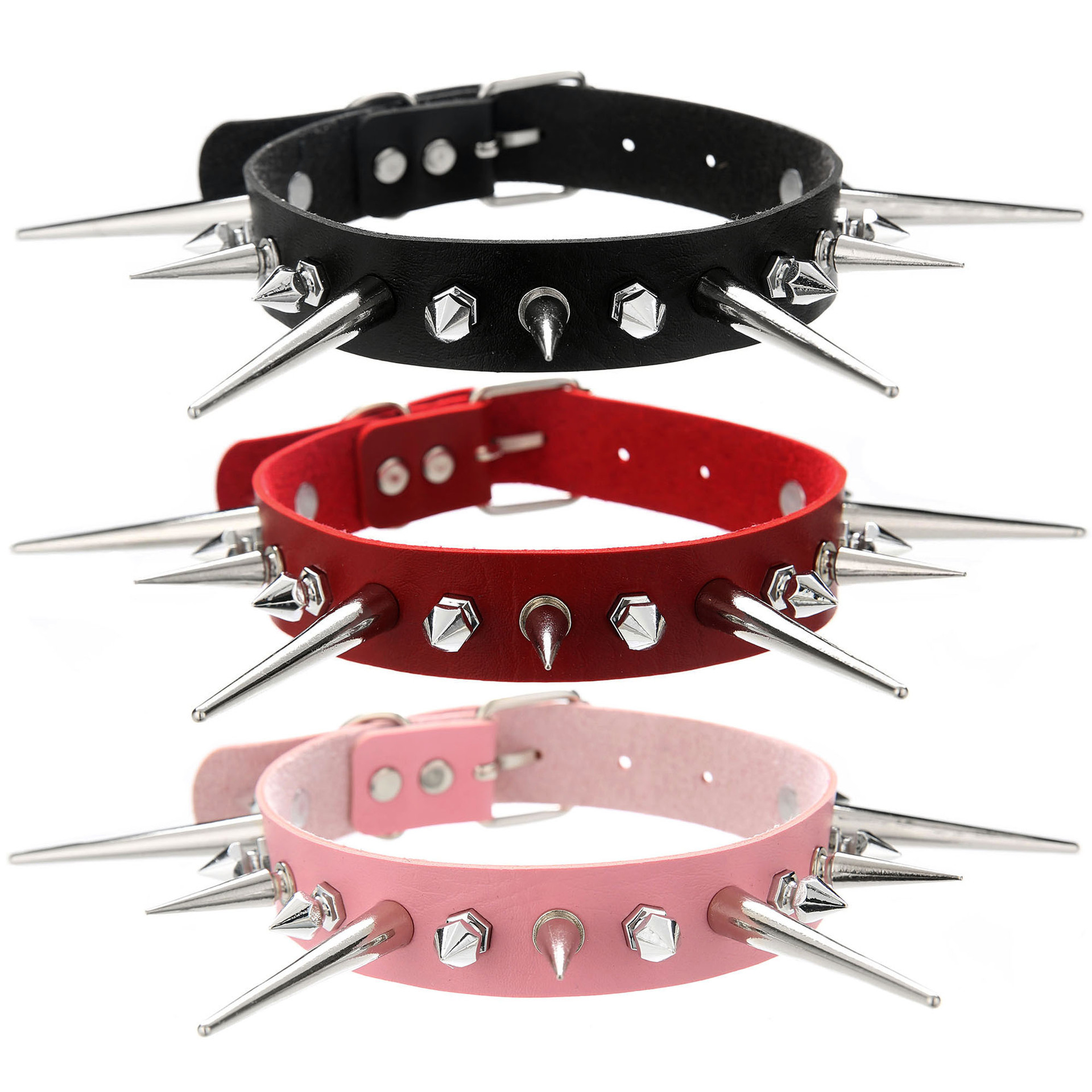 Goth Punk Spike Choker - KMVEXO-Collier ras du cou en similicuir