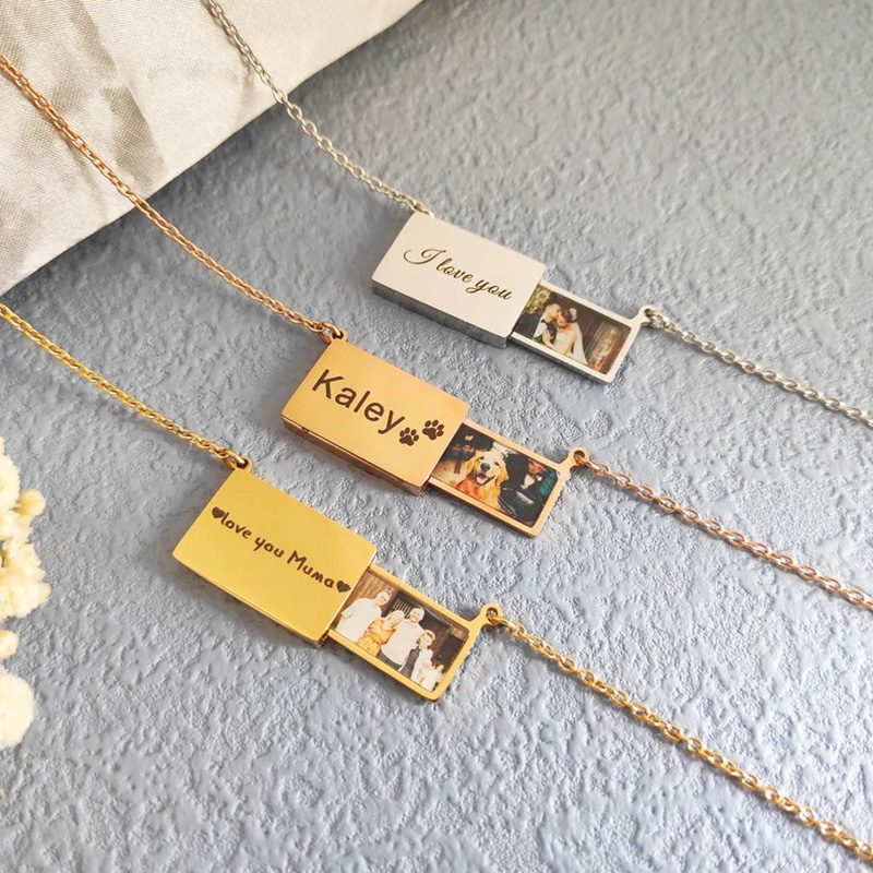 Heart Locket Necklace Photo - Collier avec pendentif photo personnalisé en