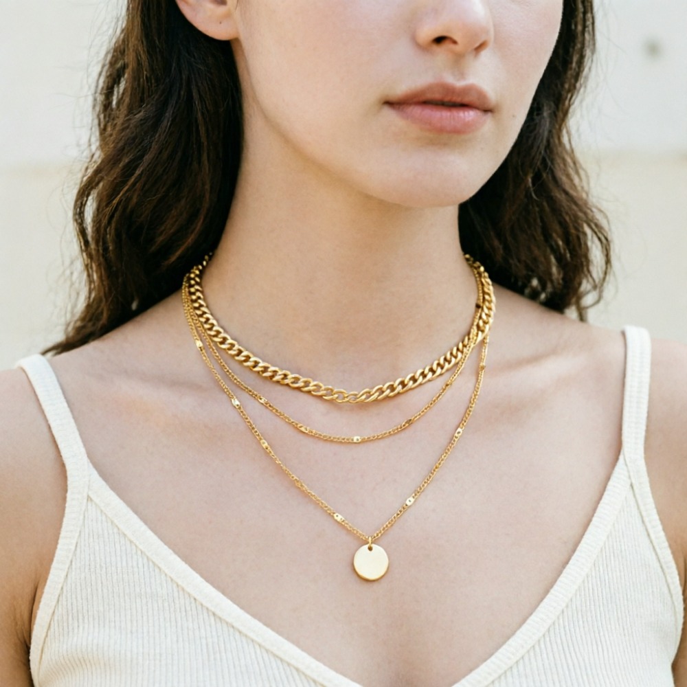 Layered Pendant Necklace Aesthetic - Colliers à pendentifs superposés rétro vintage