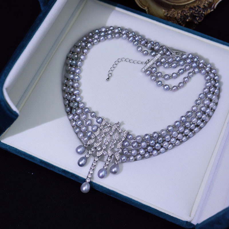 Pearl Choker Necklace Vintage - Collier de perles d'eau douce, ras