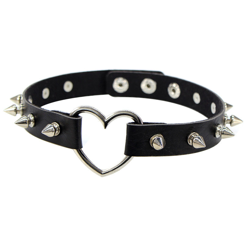 Goth Punk Spike Choker - Collier ras du cou en cuir