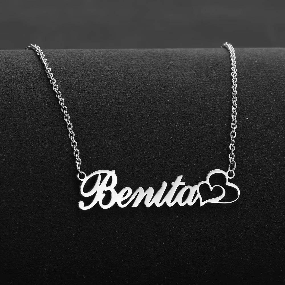 Custom Name Necklace Stainless Steel - Collier personnalisé à double cœur avec