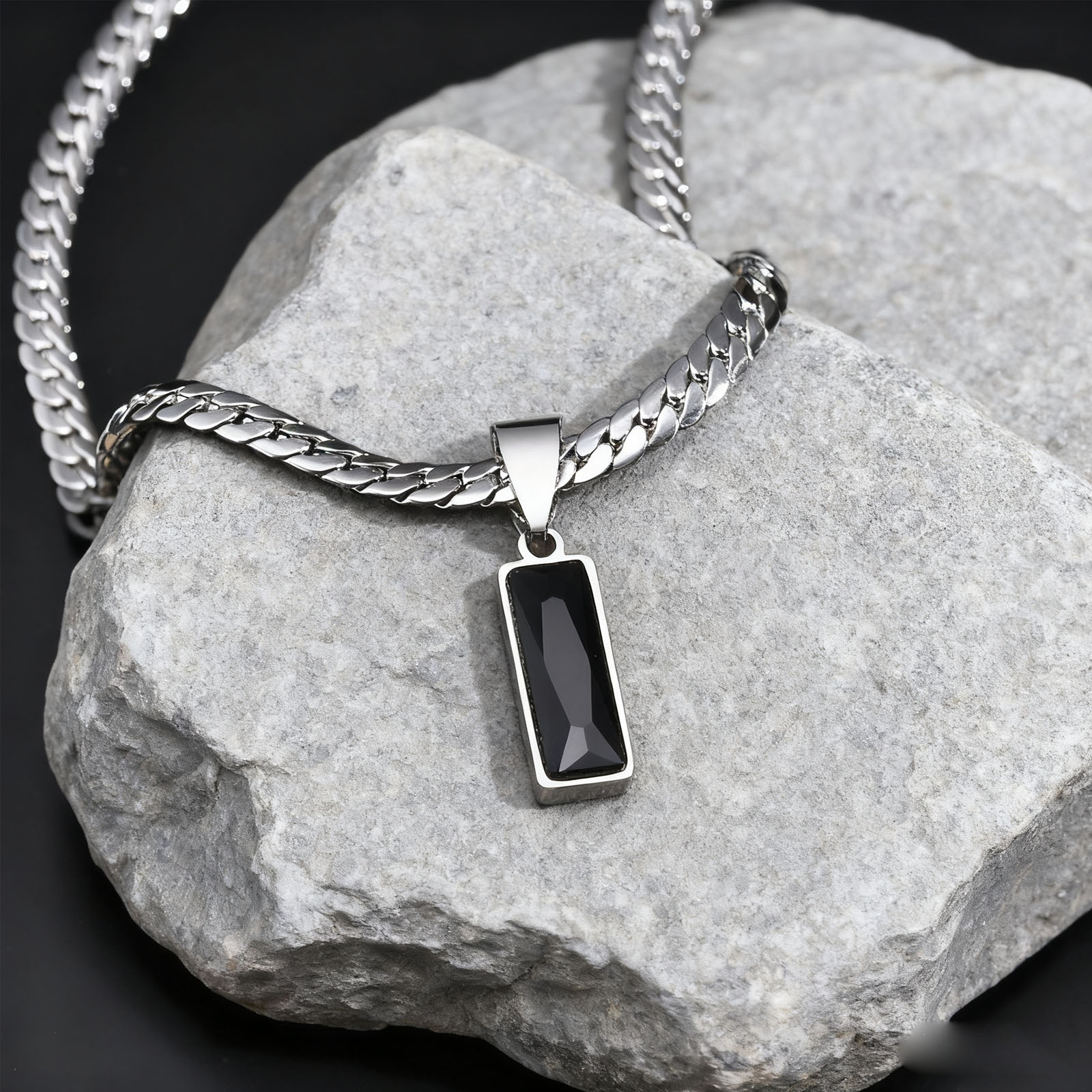 Cuban Link Chain 12Mm - Colliers élégants avec pendentif en pierre