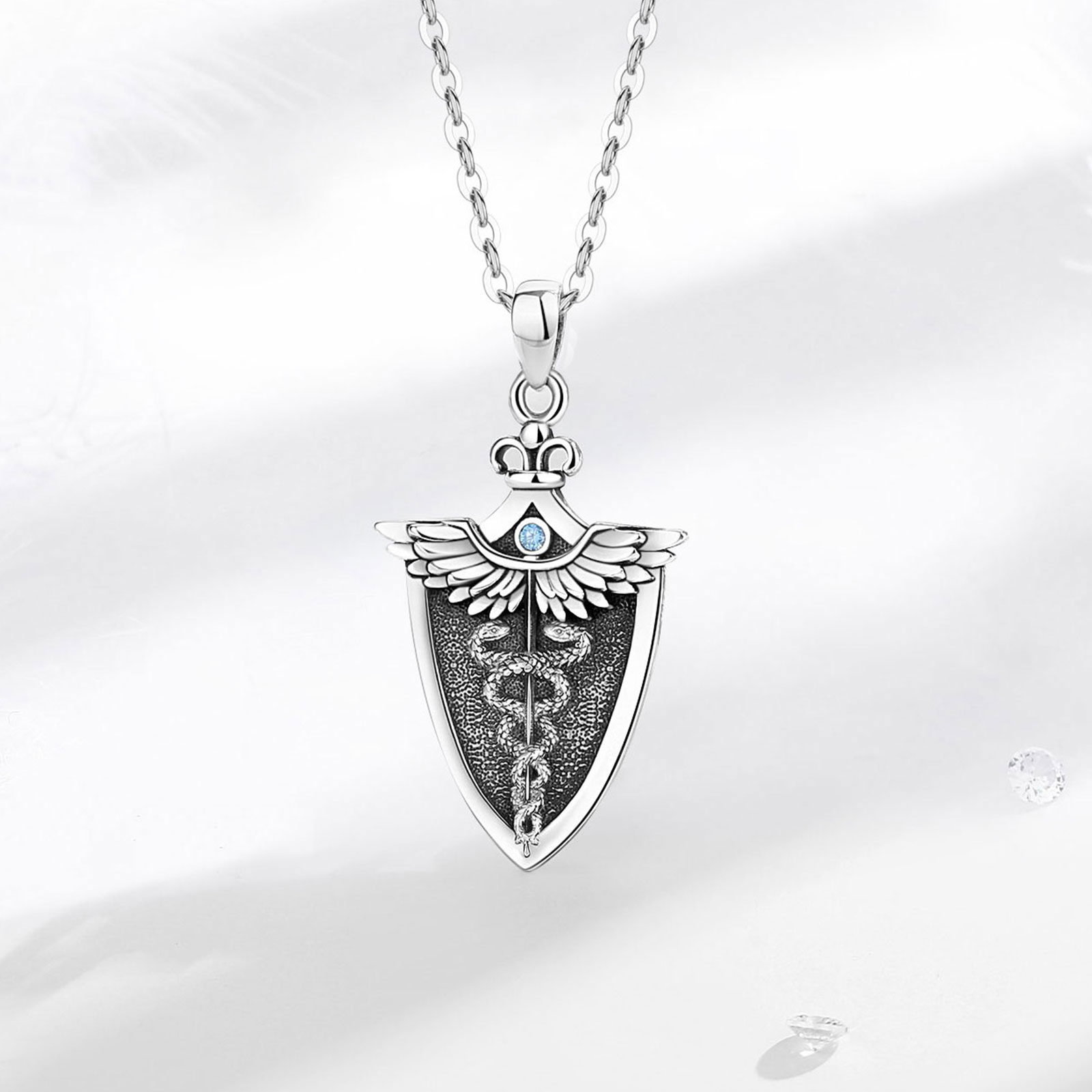 Eudora-Collier Caducée en Arge - 925 Sterling Silver Chain Necklace Men avis et prix