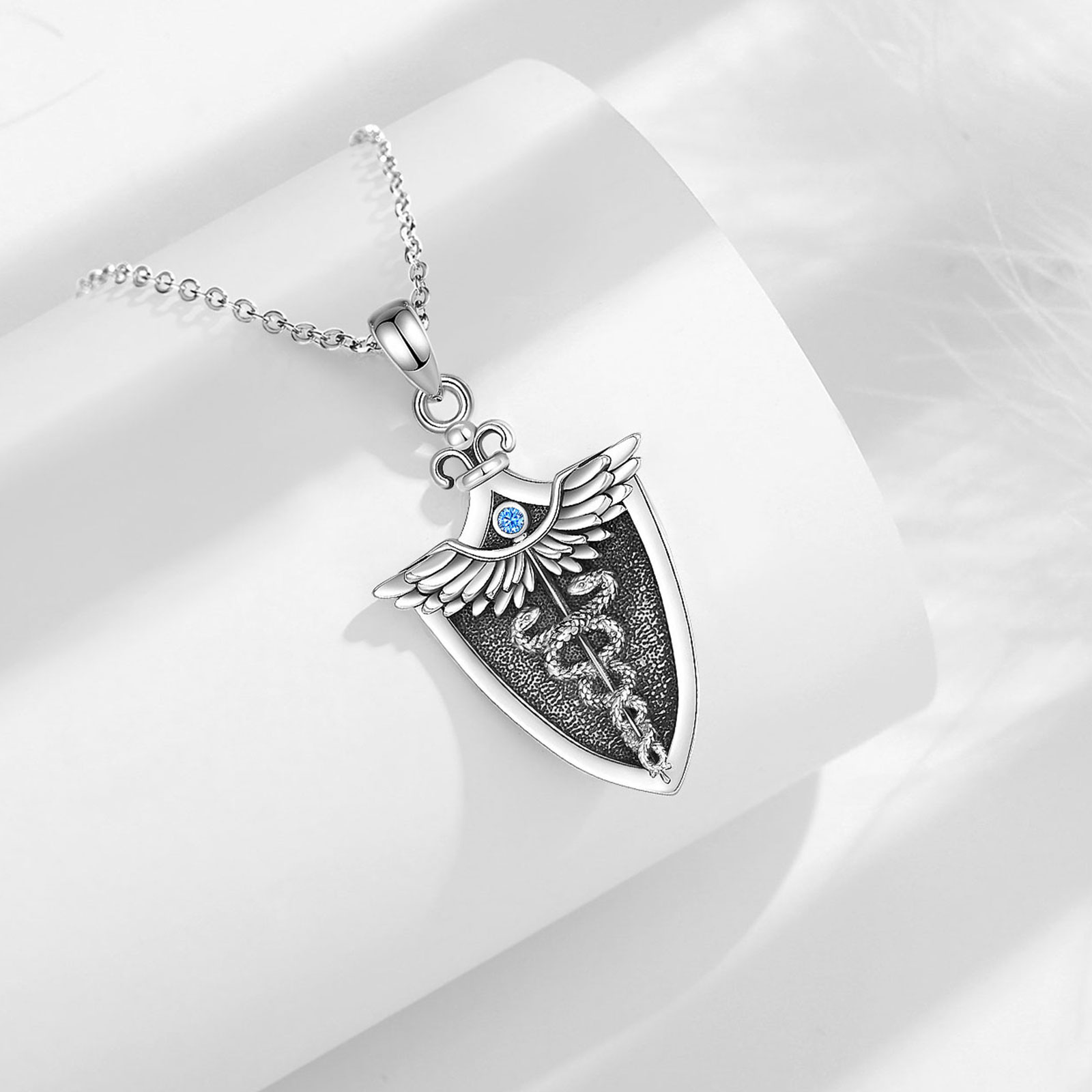 Eudora-Collier Caducée en Arge - 925 Sterling Silver Chain Necklace Men avis et prix