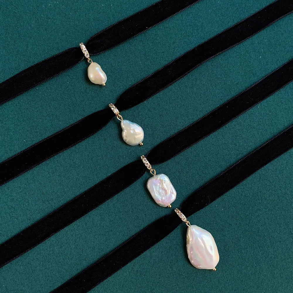 Collier ras du cou en velours  - Pearl Choker Necklace Vintage avis et prix