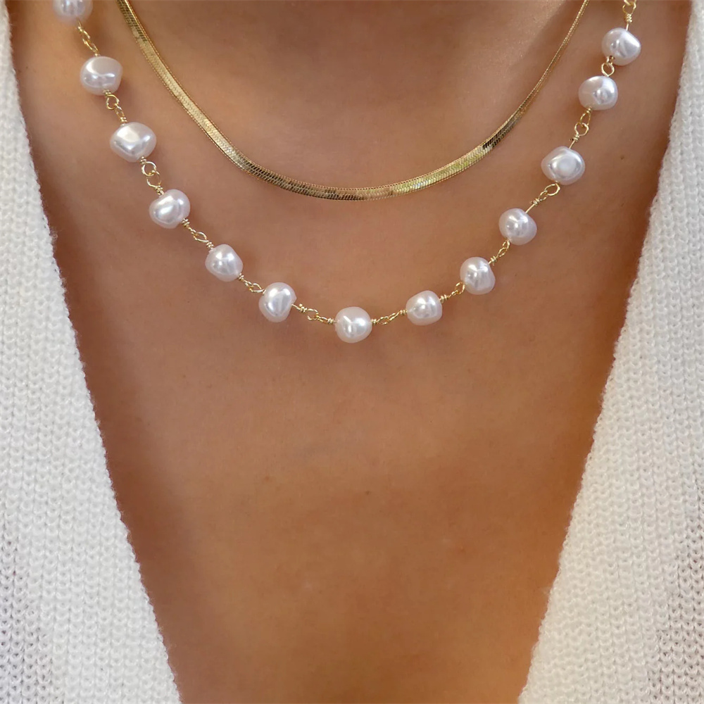Collier multicouche en cristal - Pearl Choker Necklace Vintage avis et prix