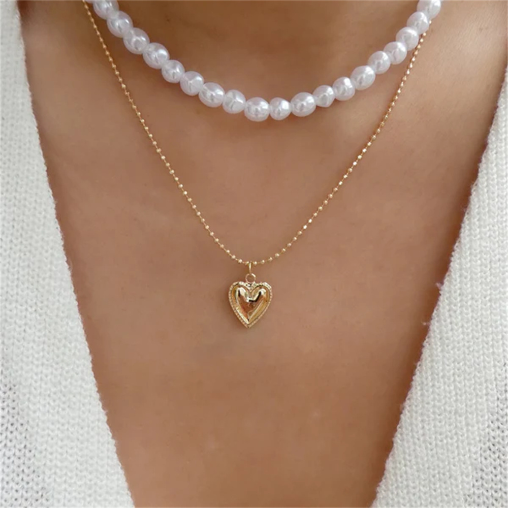 Collier multicouche en cristal - Pearl Choker Necklace Vintage avis et prix