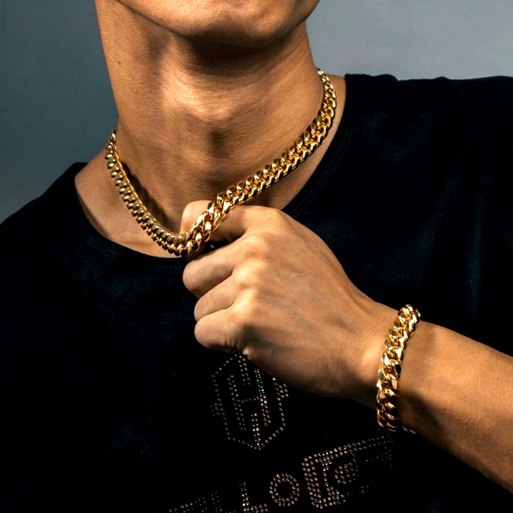 Collier ras du cou en acier in - Cuban Link Chain 12Mm avis et prix