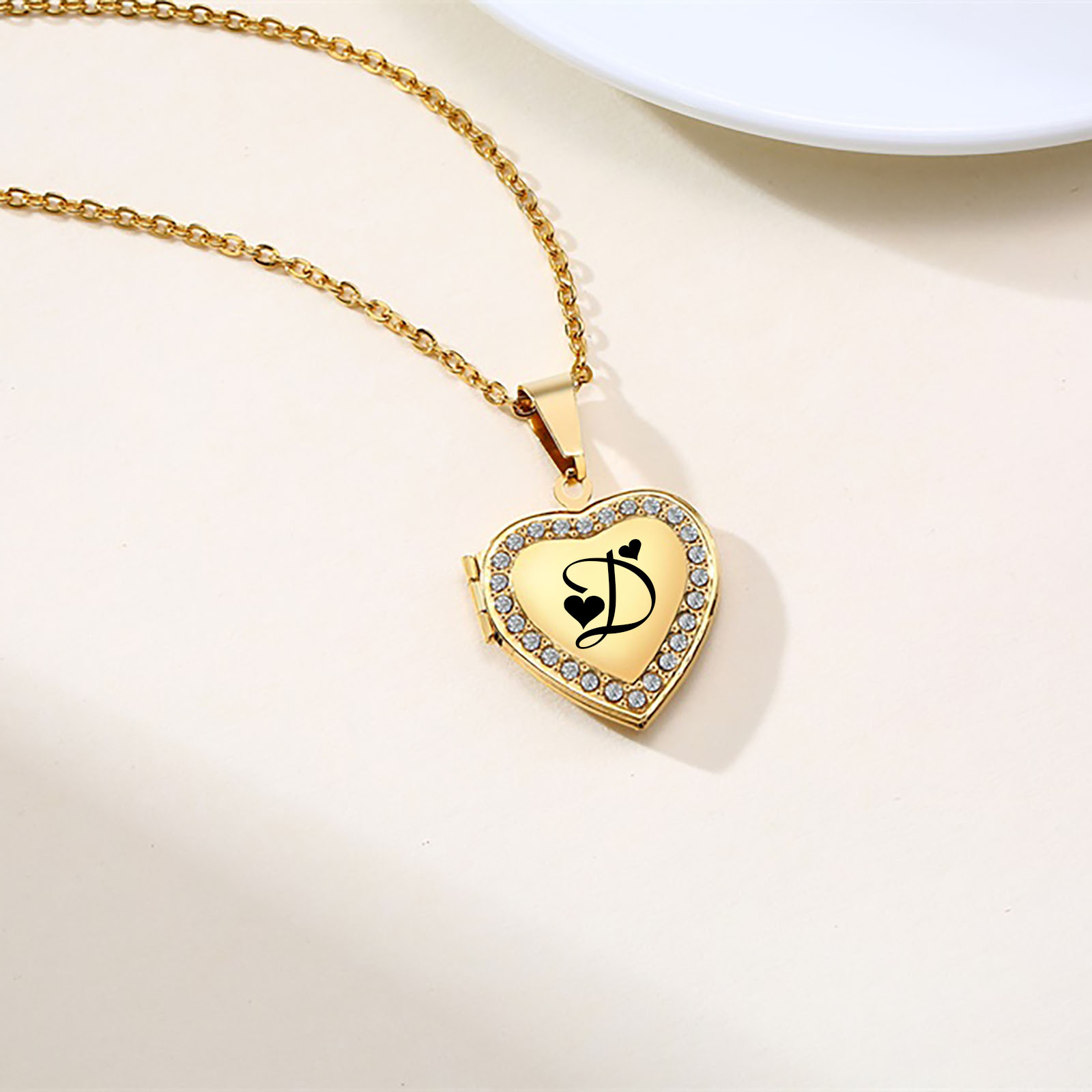 Pendentif médaillon en forme d - Heart Locket Necklace Photo avis et prix