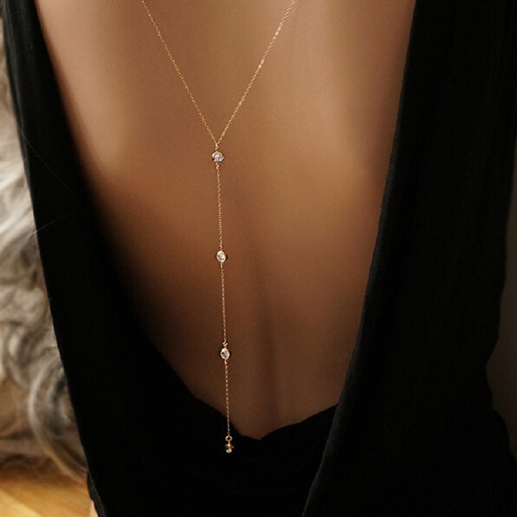 Collier chaîne arrière en stra - Body Jewelry avis et prix