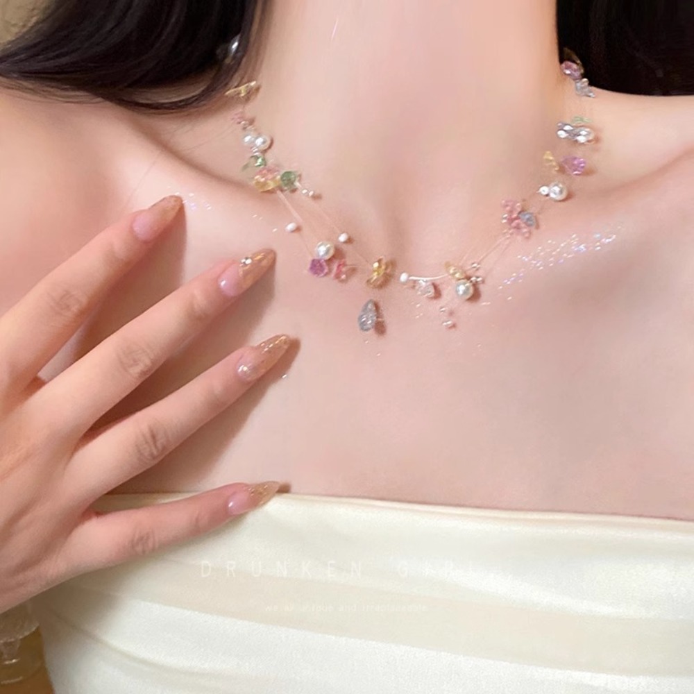 Collier ras du cou en perles d - Layered Pendant Necklace Aesthetic avis et prix