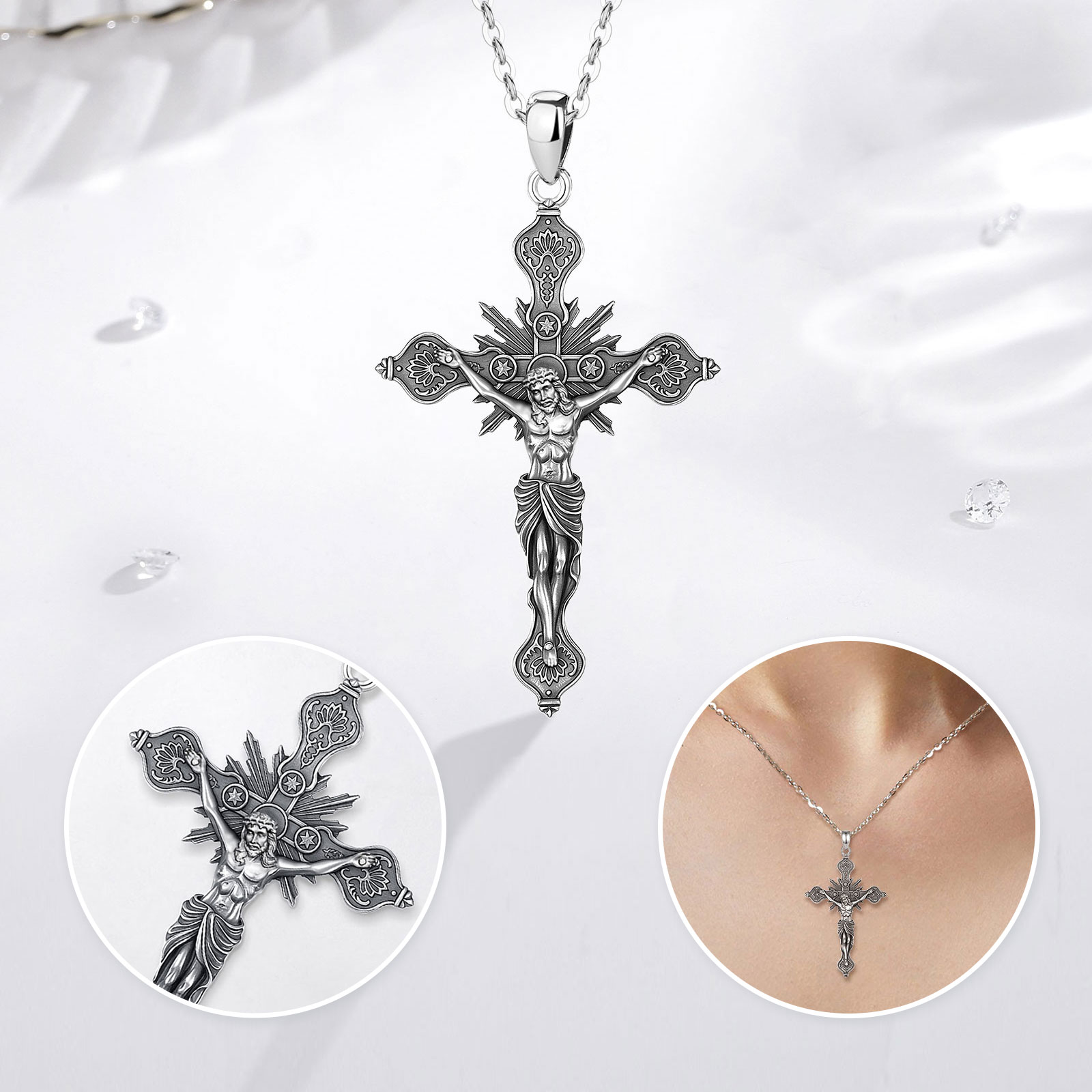 Eudora nouveau collier croix C - 925 Sterling Silver Chain Necklace Men avis et prix