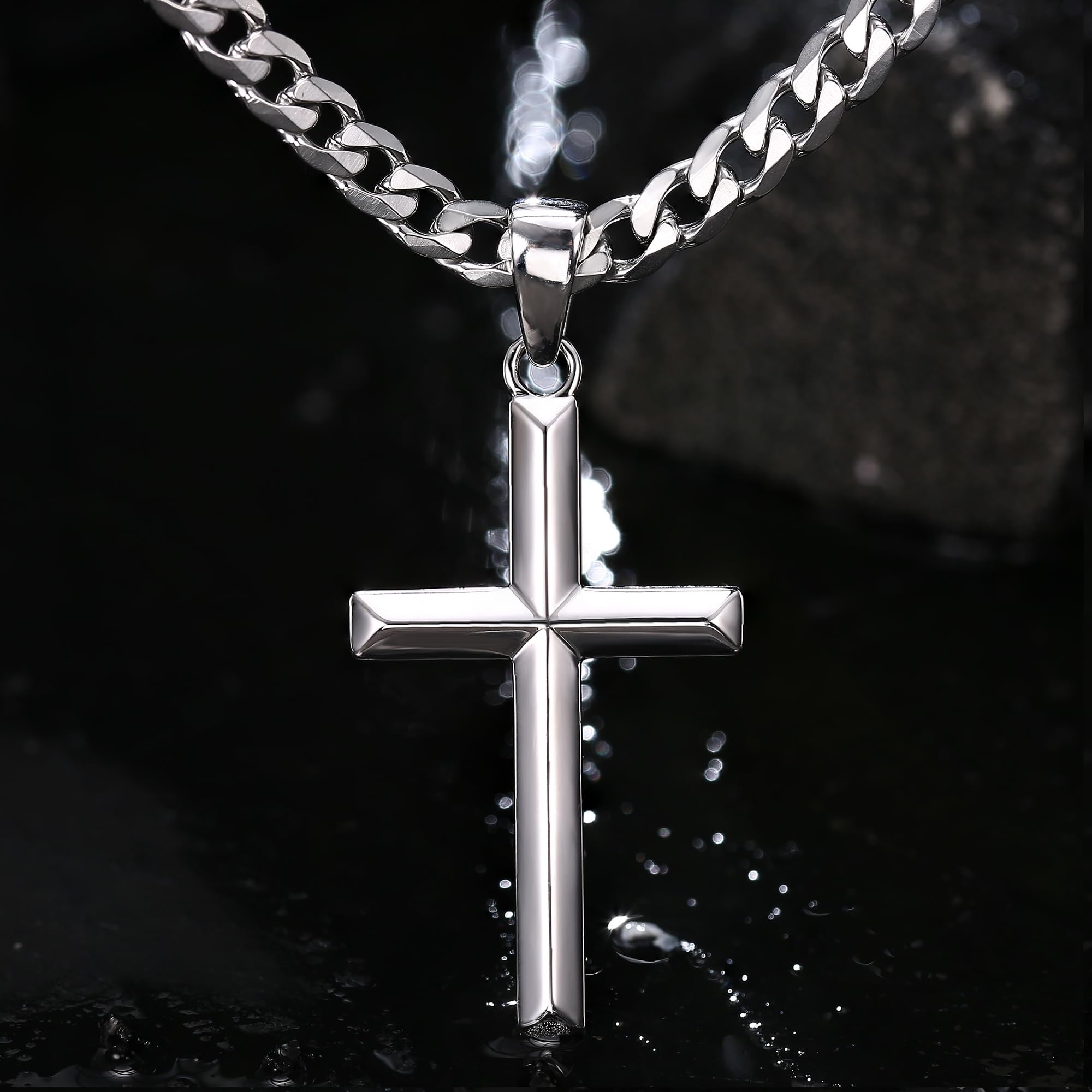 Fansilver Collier croix en arg - 925 Sterling Silver Chain Necklace Men avis et prix