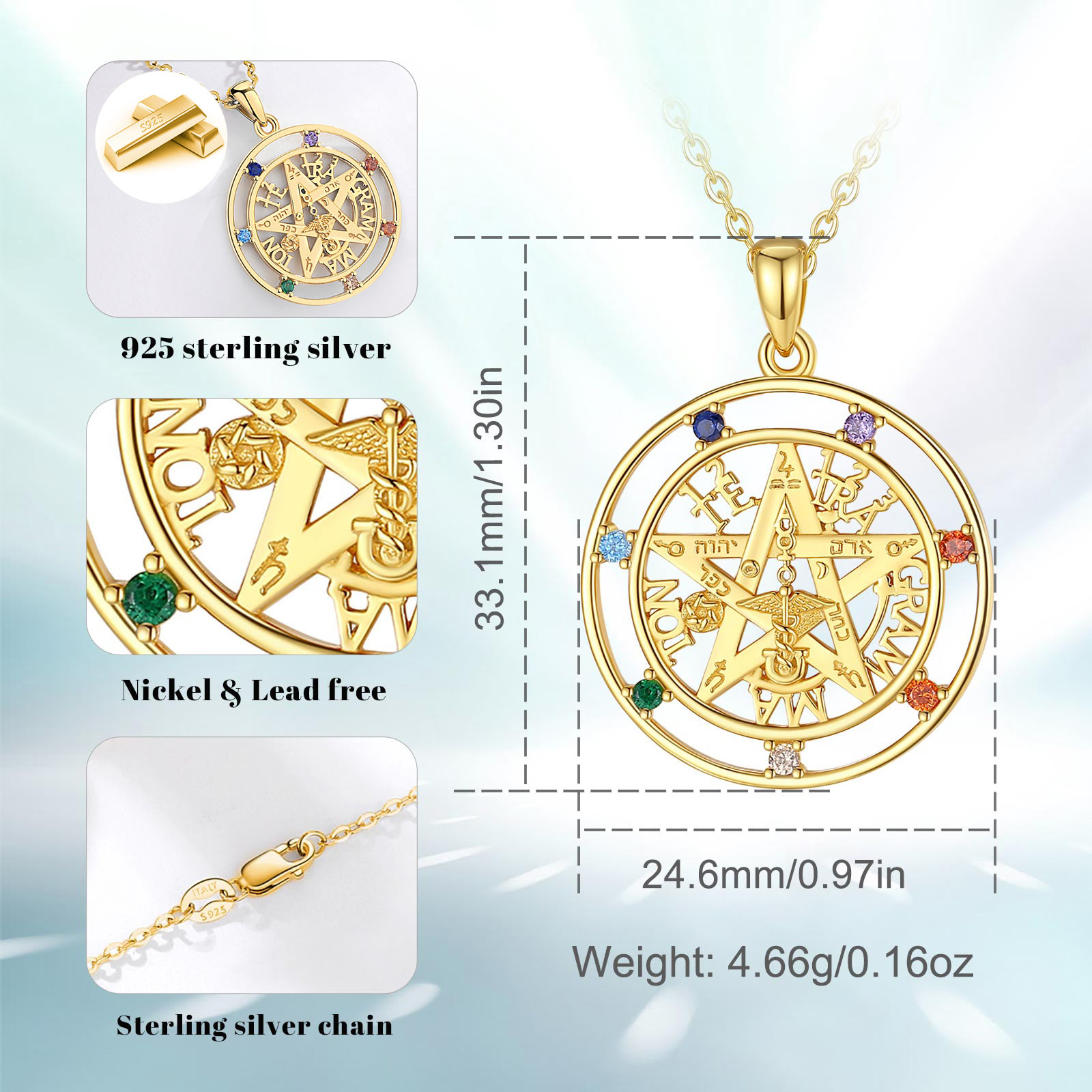 Eudora – collier pentagramme e - 925 Sterling Silver Chain Necklace Men avis et prix