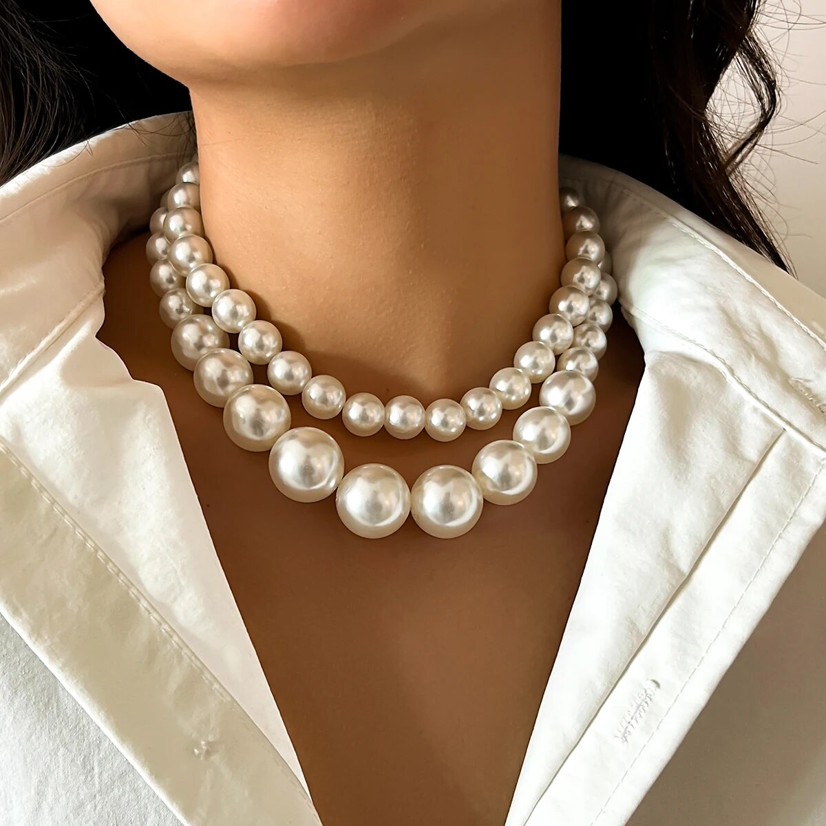 2 pièces/ensemble exagéré gran - Pearl Choker Necklace Vintage avis et prix