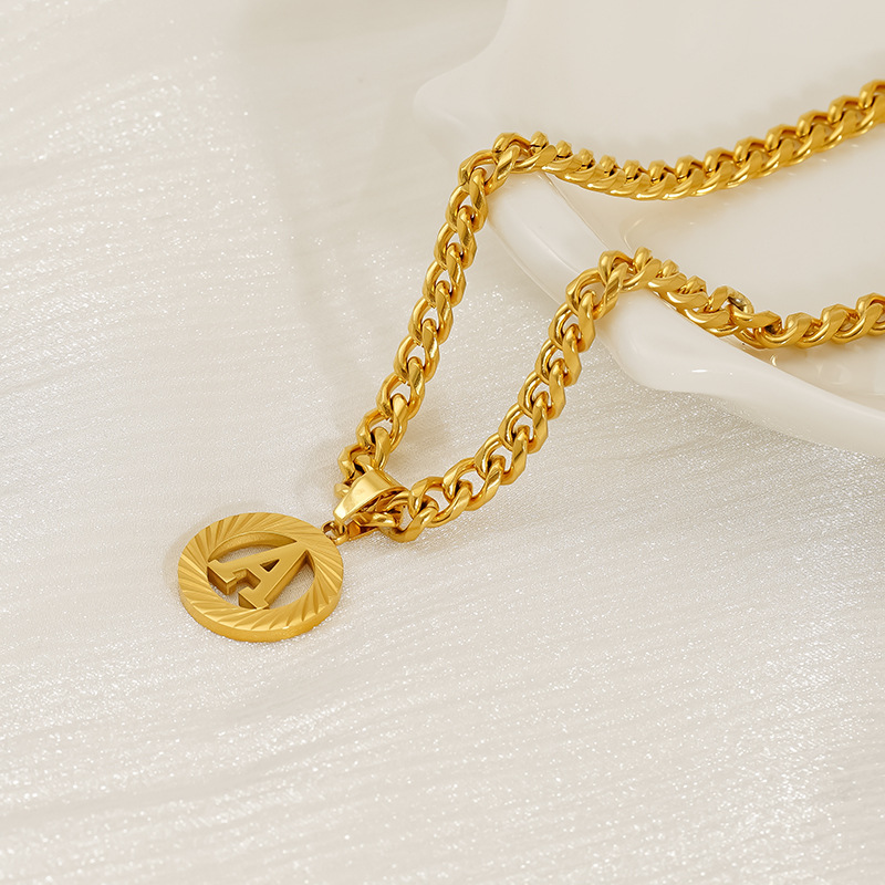 Collier initial en acier inoxy - Initial Letter Necklace 18K Gold avis et prix