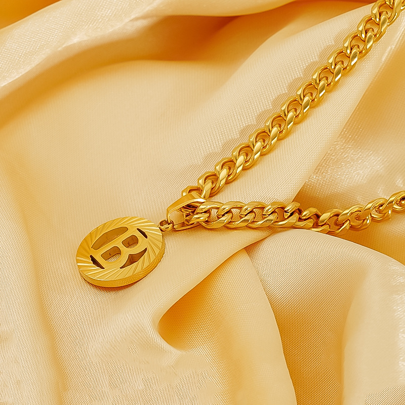 Collier initial en acier inoxy - Initial Letter Necklace 18K Gold avis et prix