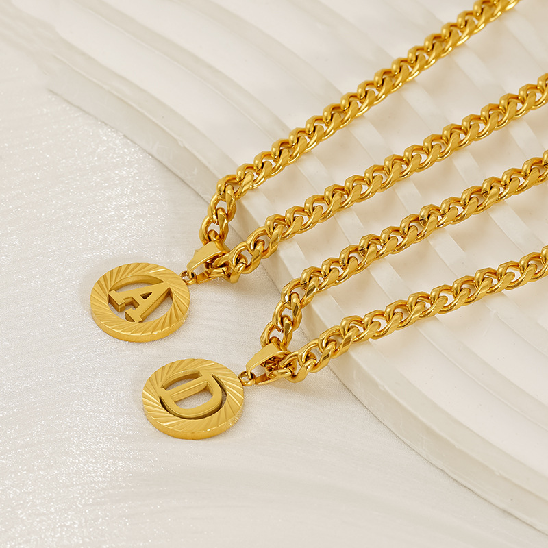 Collier initial en acier inoxy - Initial Letter Necklace 18K Gold avis et prix