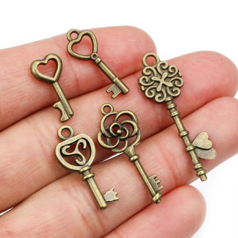 40 pièces clé breloques penden - Heart Locket Necklace Photo avis et prix