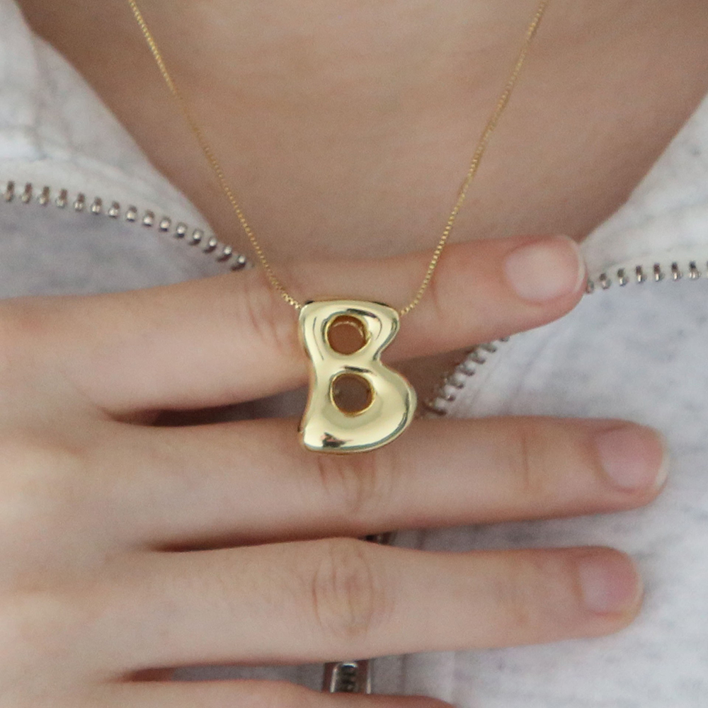 Collier Pendentif Lettre Bulle - Initial Letter Necklace 18K Gold avis et prix
