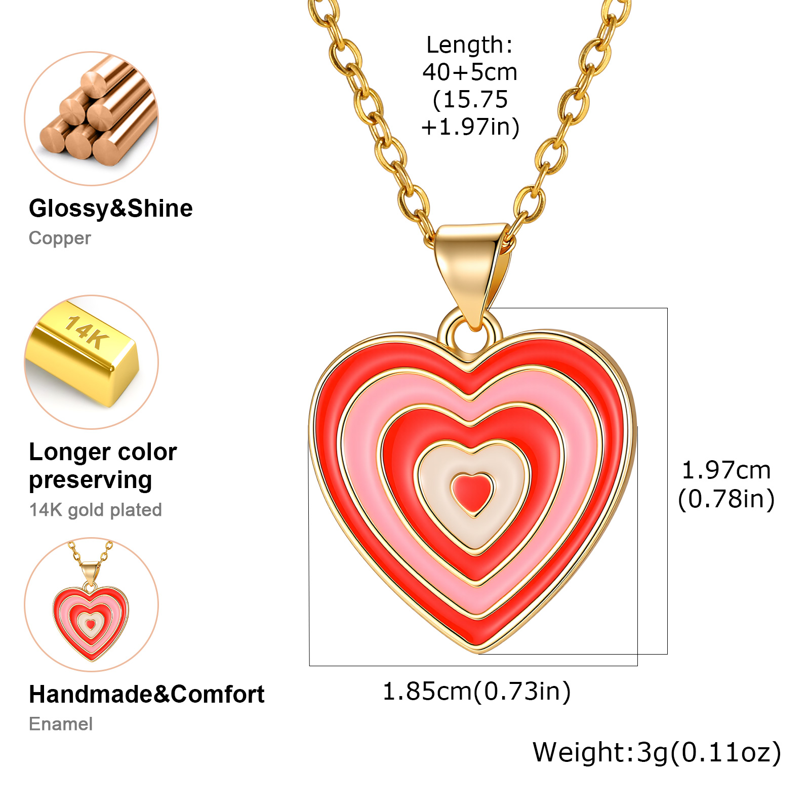 Collier pendentif cœur en émai - Layered Pendant Necklace Aesthetic avis et prix