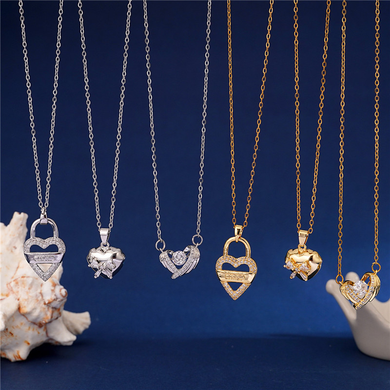 Collier pendentif coeur aile p - Heart Locket Necklace Photo avis et prix