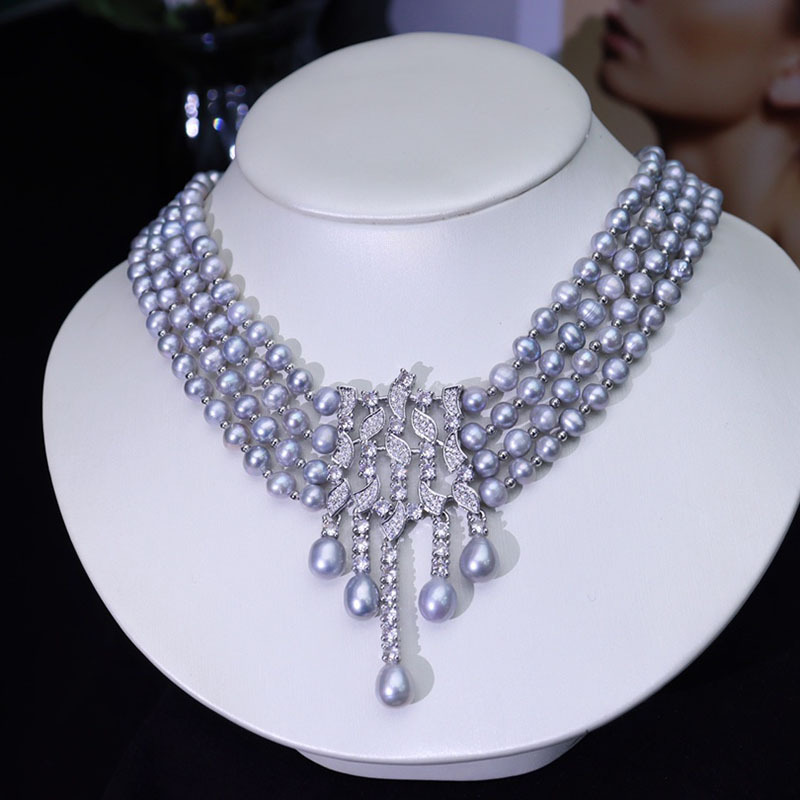Collier de perles d'eau douce, - Pearl Choker Necklace Vintage avis et prix
