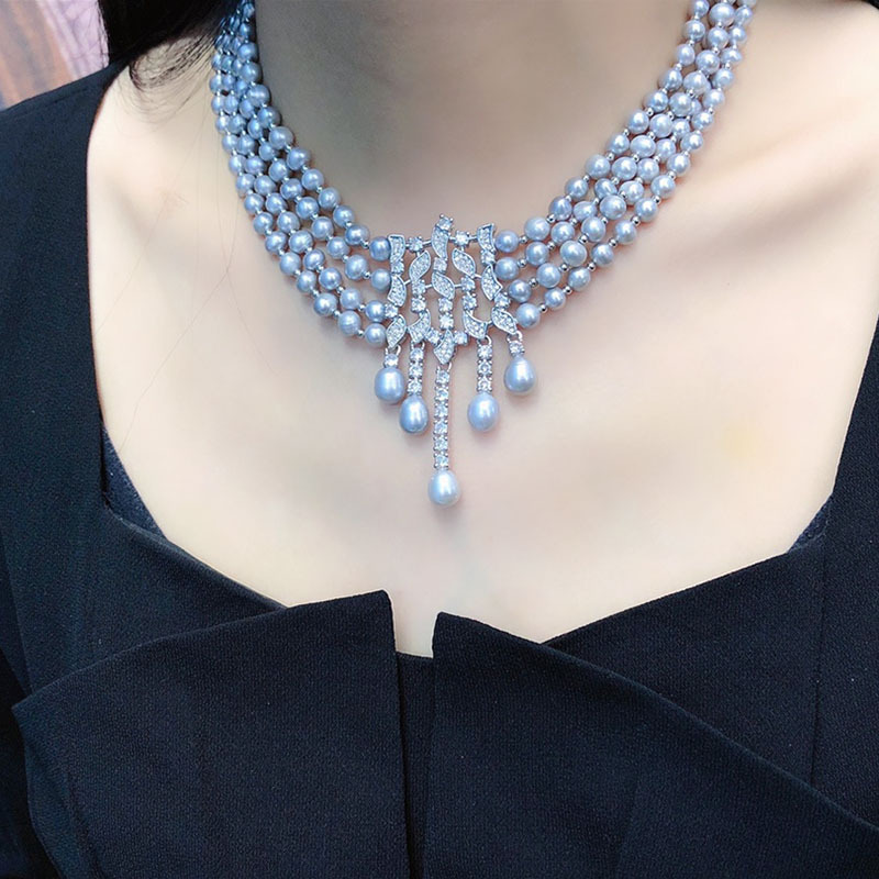 Collier de perles d'eau douce, - Pearl Choker Necklace Vintage avis et prix