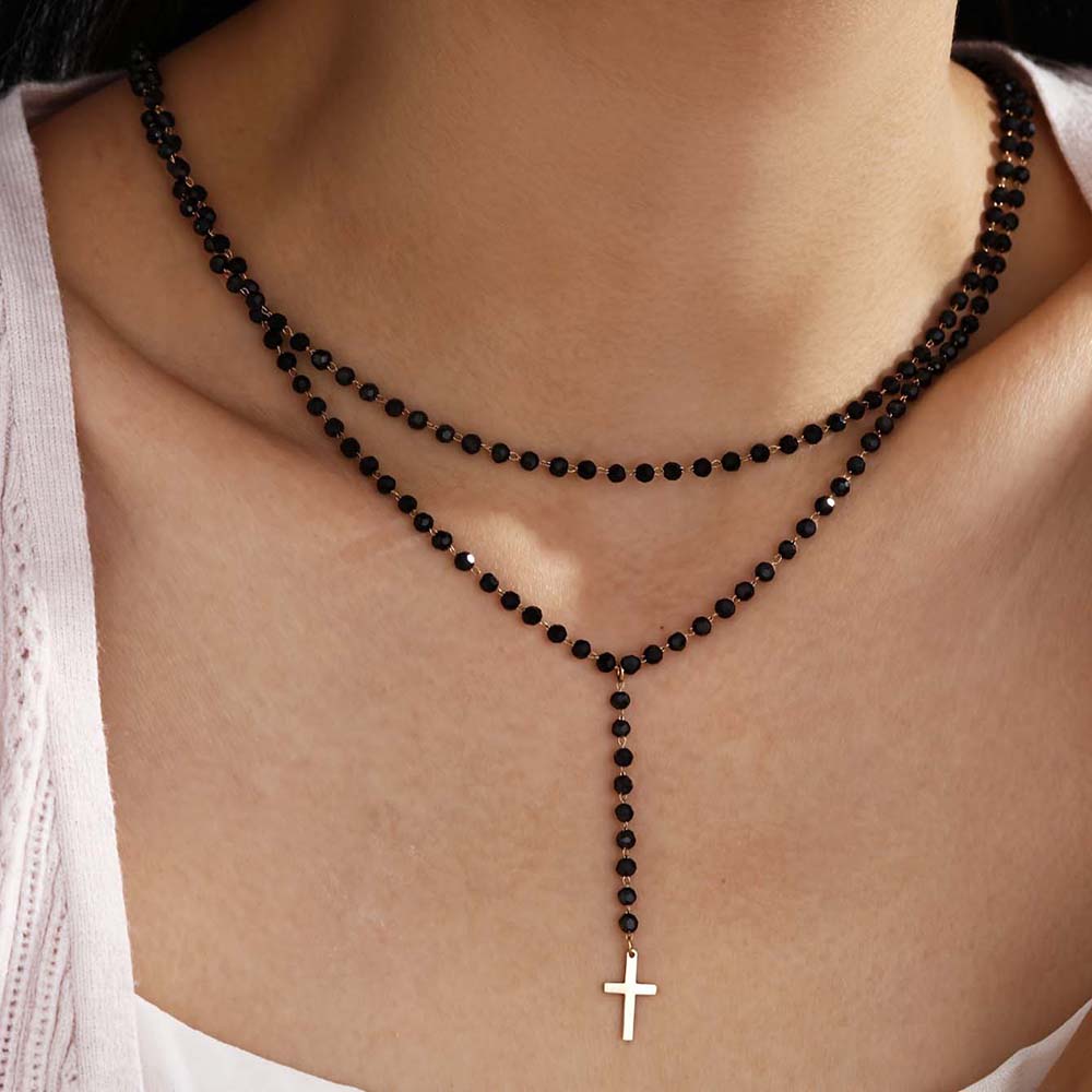 Collier Y gothique double couc - Layered Pendant Necklace Aesthetic avis et prix