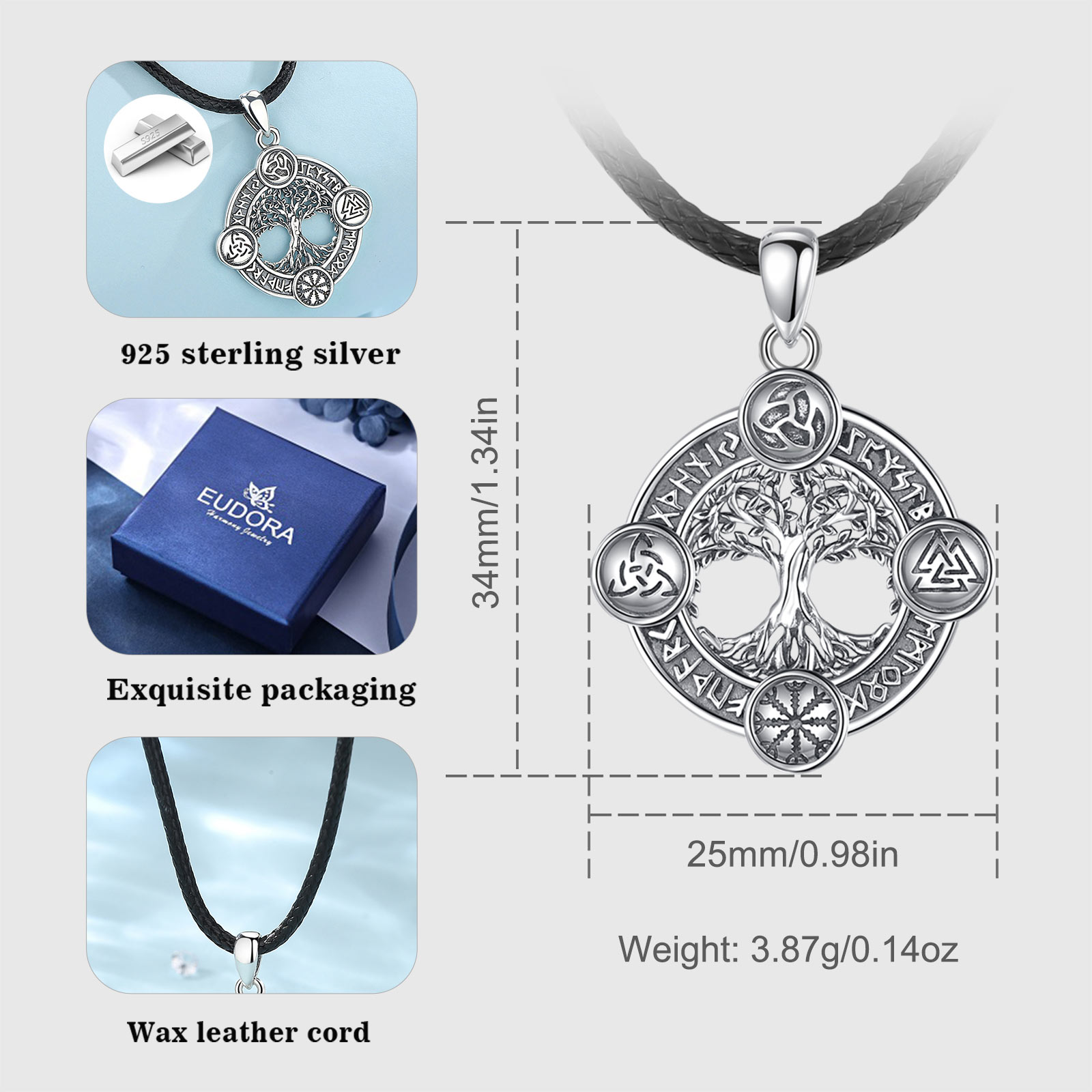 Eudora 925 argent Sterling arb - 925 Sterling Silver Chain Necklace Men avis et prix