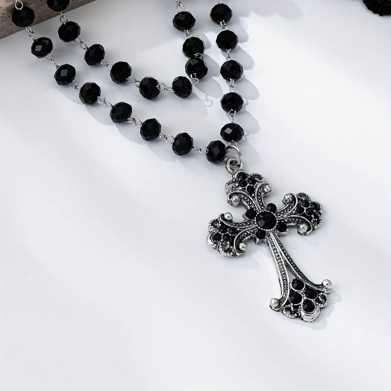 Collier croix superposé style  - Layered Pendant Necklace Aesthetic avis et prix
