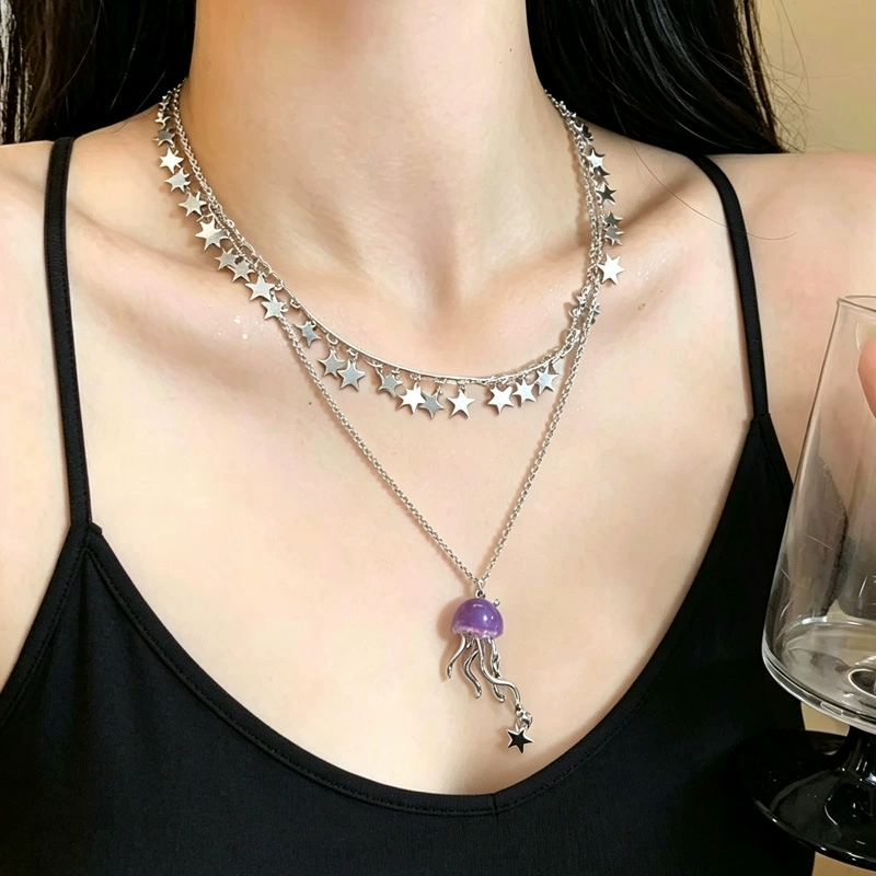 Collier ras du cou double couc - Layered Pendant Necklace Aesthetic avis et prix