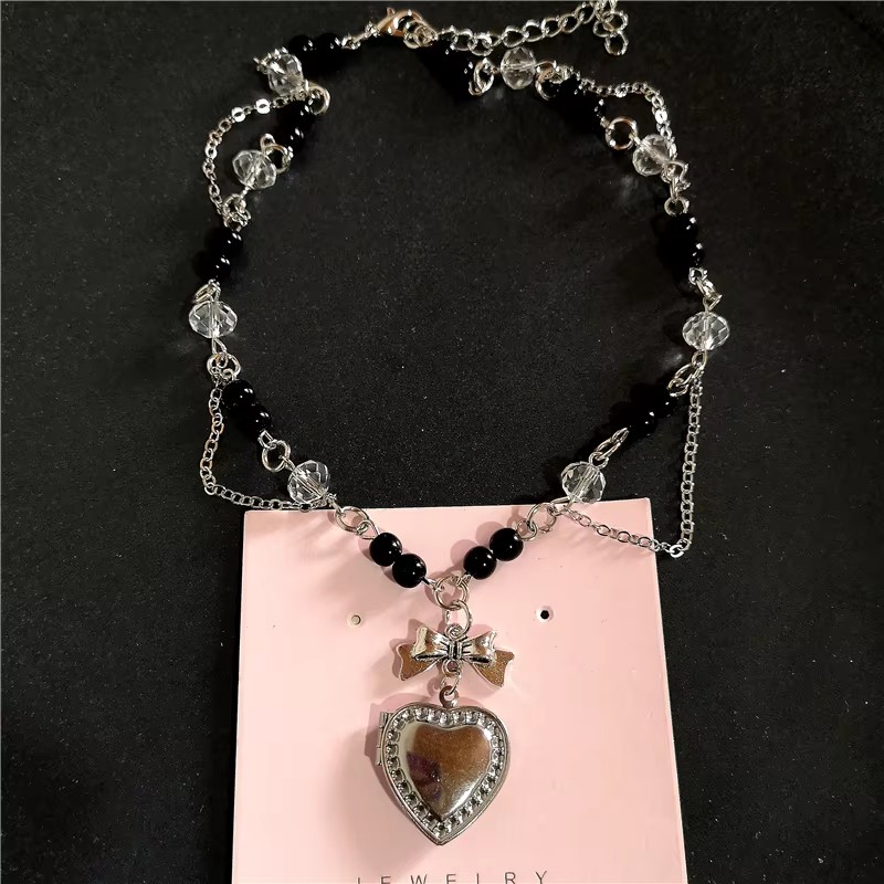 Goth Y2K – pendentif médaillon - Heart Locket Necklace Photo avis et prix